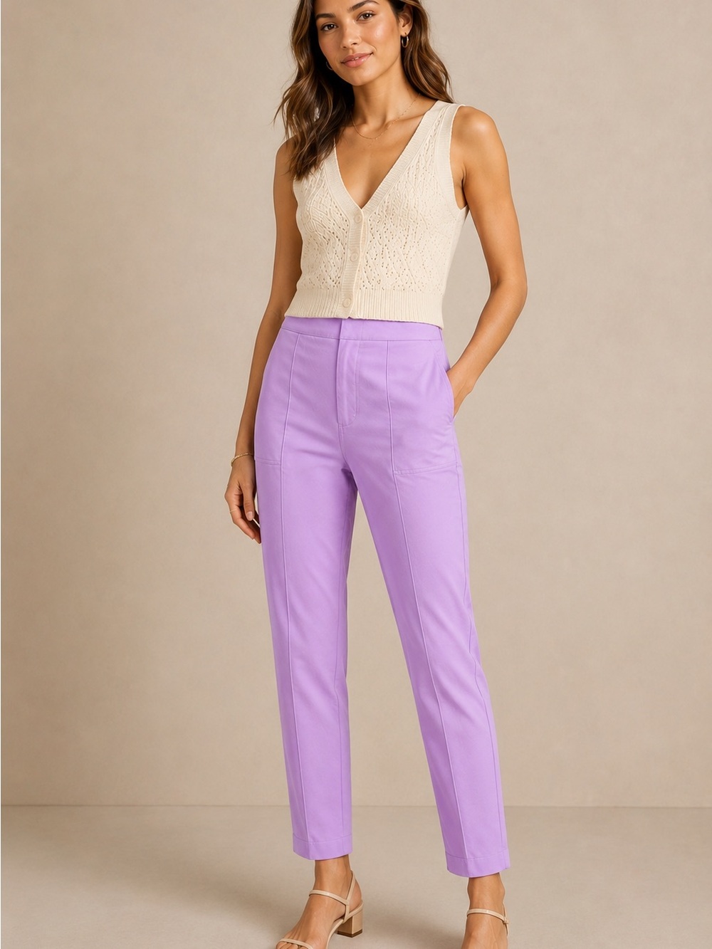 Anthropologie Maeve Pastel Lilac Trousers, Size 10